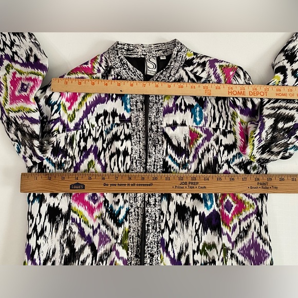 SilkLand Geometric Abstract Statement Jacket Women's M  Cotton Blazer - Picture 3 of 12